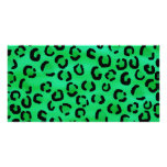 Emerald Color Leopard Print Pattern. Customized Photo Card