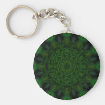 Emerald Flower Fractal Kaleidoscope Key Chains