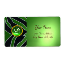 EMERALD GREEN BLACK WHITE ZEBRA FUR MONOGRAM