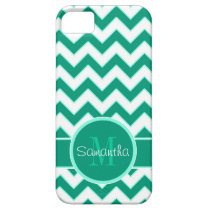 Emerald Green Chevron Pattern Custom Monogram casemate cases