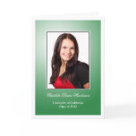 Emerald green custom photo graduation announcement greeting card