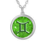 Emerald green glitter gemini necklace