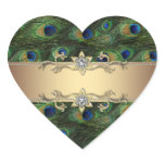 Emerald Green Gold Peacock Heart Envelope Seals