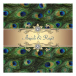 Emerald Green Gold Royal Indian Peacock Wedding Personalized Invitations