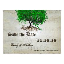 Emerald Green Heart Leaf Tree Save the Date Postcards