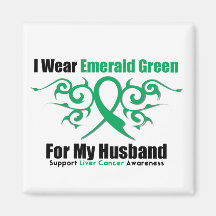 Emerald Green Ribbon (Husband) - Liver Cancer Refrigerator Magnet