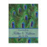 Emerald Green Royal Blue Peacock Feathers Wedding Postcards