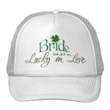 Emerald Green, White Shamrock Lucky in Love Bride Hat