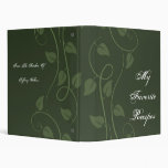 Emerald Leafy Swirl Recipe Book 3 Ring Binders