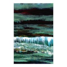 Emerald Sea Ocean Waves Seascape Beach Decor Customized Stationery