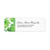 Emerald Vintage Damask Lace Fancy Return Address Labels