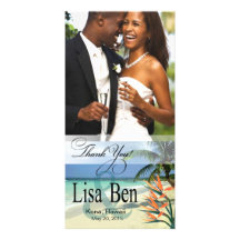 Emerald Waters Tropical Beach Thank You Photo Photo Card Template
