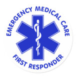 Emergency Medical Care First Responder Round Stickers