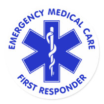 Emergency Medical Care First Responder Round Stickers
