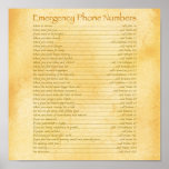 Emergency Phone Numbers posters