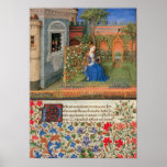 Emilia in the Rosegarden medieval illumination Poster
