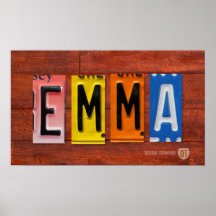EMMA License Plate Letter Name Custom Sign Print