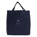 Emma Name With English Meaning Navy Embroidered Tote Bag