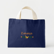 Emma (Orange Butterfly) Canvas Bags