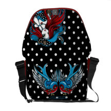 Emma Rockabilly Swallow Tattoo Angel Messenger Bag