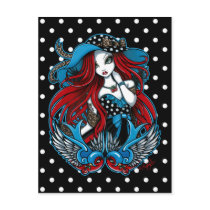 Emma Rockabilly Swallow Tattoo Angel Postcard