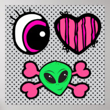 emo eye heart i heart aliens poster