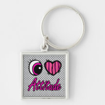 Emo Eye Heart I Love Attitude Key Chains