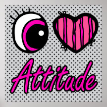 Emo Eye Heart I Love Attitude Print