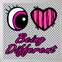 Emo Eye Heart I Love Being Different Poster