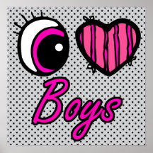 Emo Eye Heart I Love Boys Poster
