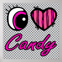Emo Eye Heart I Love Candy Posters