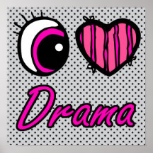 Emo Eye Heart I Love Drama Print