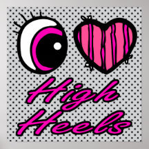 Emo Eye Heart I Love High Heels Print