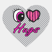 Emo Eye Heart I Love Hugs Heart Sticker