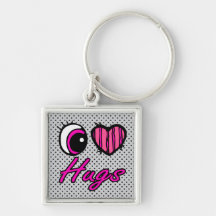 Emo Eye Heart I Love Hugs Keychain