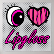 Emo Eye Heart I Love Lipgloss Print