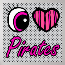 Emo Eye Heart I Love Pirates Poster