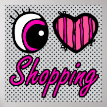 Emo Eye Heart I Love Shopping Posters