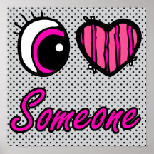 Emo Eye Heart I Love Someone Print