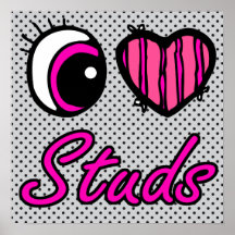 Emo Eye Heart I Love Studs Print
