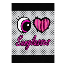 Emo Eye Heart I Love Sunglasses Custom Invite