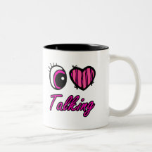 Emo Eye Heart I Love Talking Coffee Mugs
