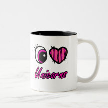 Emo Eye Heart I Love Unicorns Coffee Mug