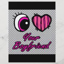 Emo Eye Heart I Love Your Boyfriend Personalized Flyer