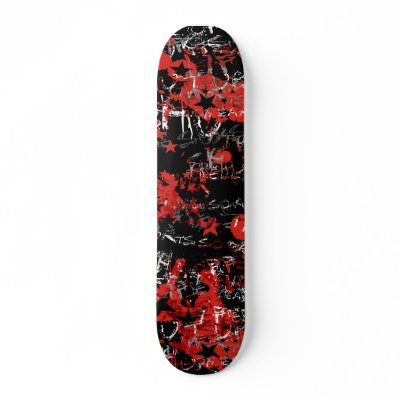 Emo Graffiti Red Custom Skateboard by Artamatik