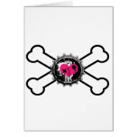 emo heart bottlecap crossbones design card