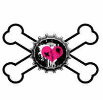 emo heart bottlecap crossbones design photo cut outs