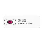 emo pink skull bottlecap crossbones return address label