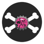 emo pink skull bottlecap crossbones stickers