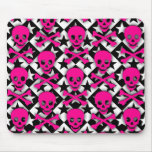 Emo Pink Skulls & Stars Mouse Mat